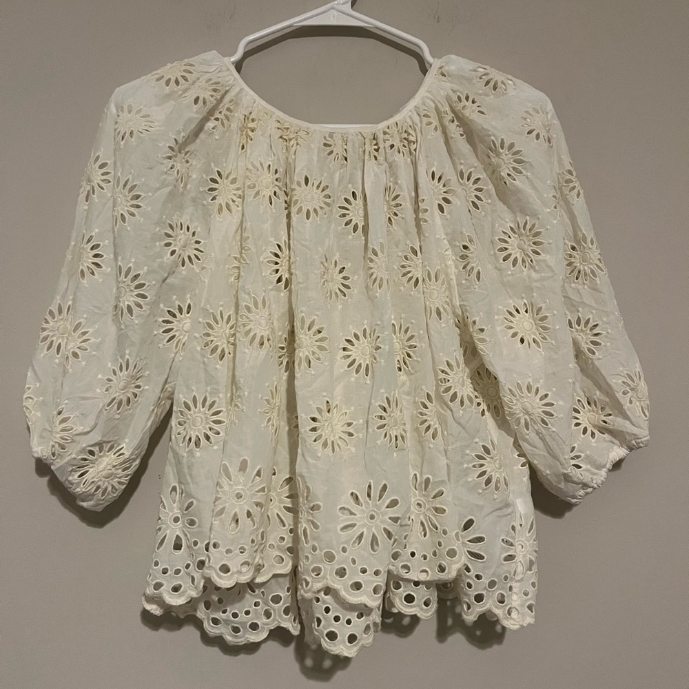 Madewell Embroidered Shirred Puff-Sleeve Top - Picture 5 of 12